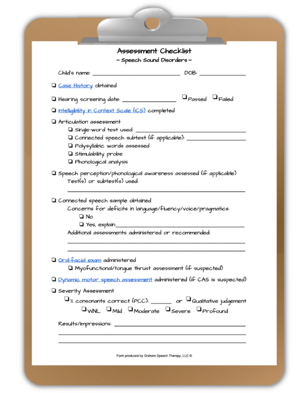 Graham Speech Therapy Free Assessment Checklist